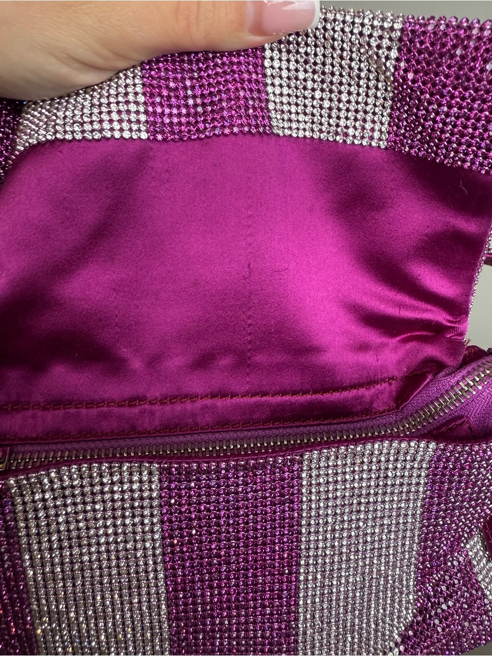 Benedetta Bruzziches Rhinestone Pink & Silver Stripe Shoulder Bag - Picture 5 of 7
